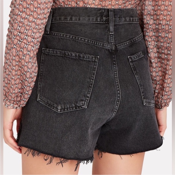 AGOLDE Parker Jean Cut Off Shorts Trance Black Denim Distressed High Rise 33 - Picture 3 of 14